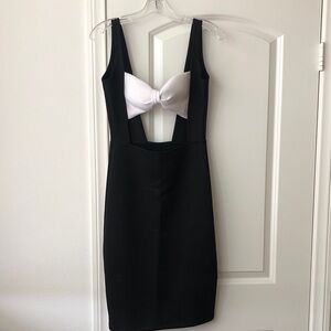 Black Mini Dress with White Bow Cutout